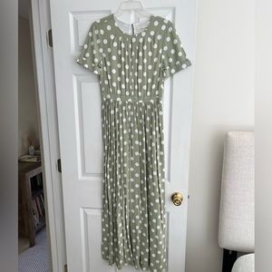 Mara Hoffman Sage Green White Polka Dot Midi Dress Sz 4